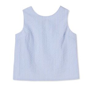 Kingsley Button Back Top, Vista Blue Seersucker